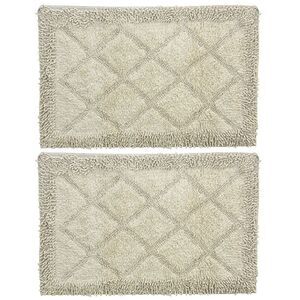 Gold Coast Shaggy Cotton Lattice Ivory Bath Rug 28" x 18", 2 Pack